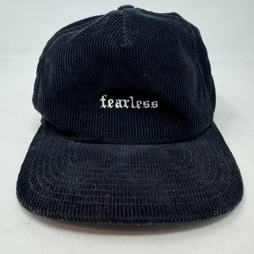 Vtg The Classics Snapback Corduroy Hat "Fearless" "Desperation" Spellouts‎ Black